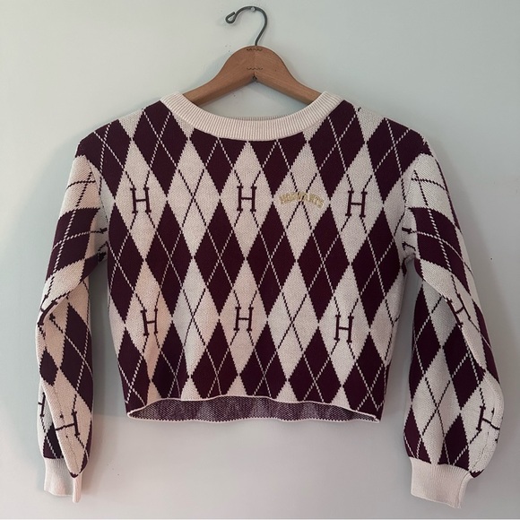 Harry Potter Hogwarts Argyle Cropped Long Sleeve Girls Sweater Size 10/12 H&M - Picture 2 of 10